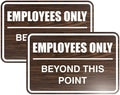 All Quality Classic Framed Employees Only Beyond This Point Wall or Door Sign | Easy to Install Business Signage - Small (Walnut) 2 Pack