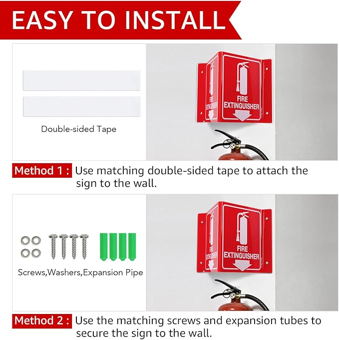 GicnKeuz Fire Extinguisher Sign, 8" x 6" Fire Extinguisher Projecting Sign with Down Arrow, Two-Sided Acrylic V-Signs, Including Screws, Easy to Install, Home Office/Business Use (4 Pack)