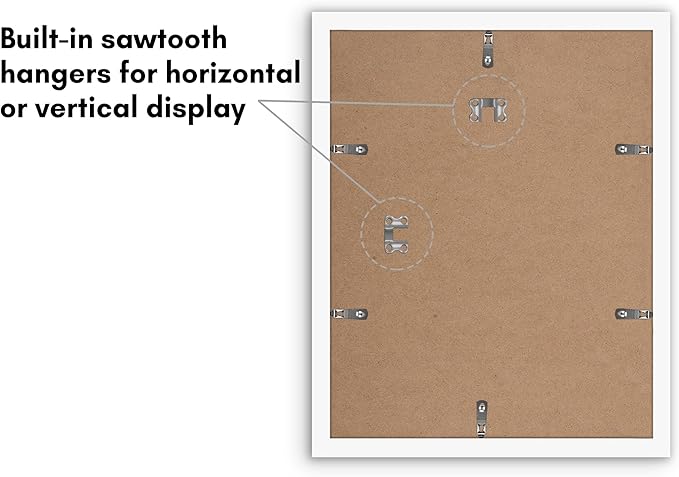 Americanflat 11x14 Picture Frame with Polished Plexiglass - Set of 5 - Use as 8x11 Frame with Mat or Display 11x14 Photo Without Mat - Galleria Collection - Picture Frames for Wall Display - White