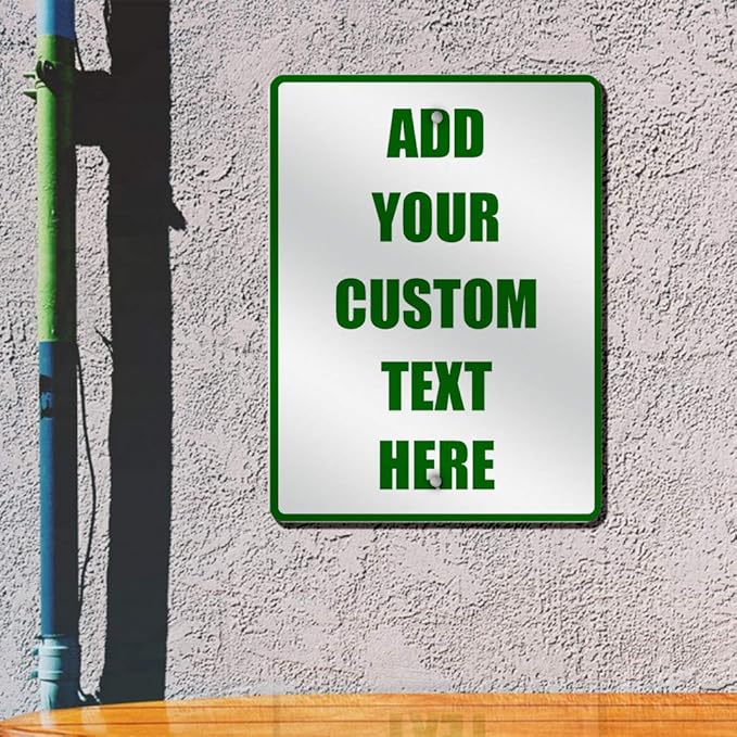 Aluminum Weatherproof Metal Sign Multiple Sizes Custom Personalized Text Here White Green Directions Vertical Street 12x18Inches