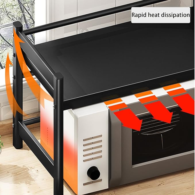 Microwave Storage Rack Microwave Oven Rack, 2 Tier Kitchen Countertop Storage Shelf Free Standing Toaster Organizer Metal Baker Workstation Shelving Stand/Teles, Fi*ed