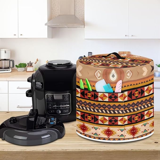 Flashideas Aztec Pressure Cooker Cover for Women Dust Protection Insulated Rice Cooker Cover Water Resistant Dust Cover with Pockets for Instant Pot 6 Quart Vintage Appliance Cover for Kitchen