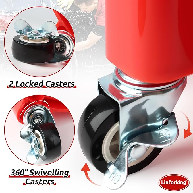 Bucket Dolly 5 Gallon with Wheels,360°Rolling Car Wash Buckets Dolly for 2.5 to 5 Gallon Buckets with Bucket Insert,Cleaning Brush,Supports Up to 300 lbs