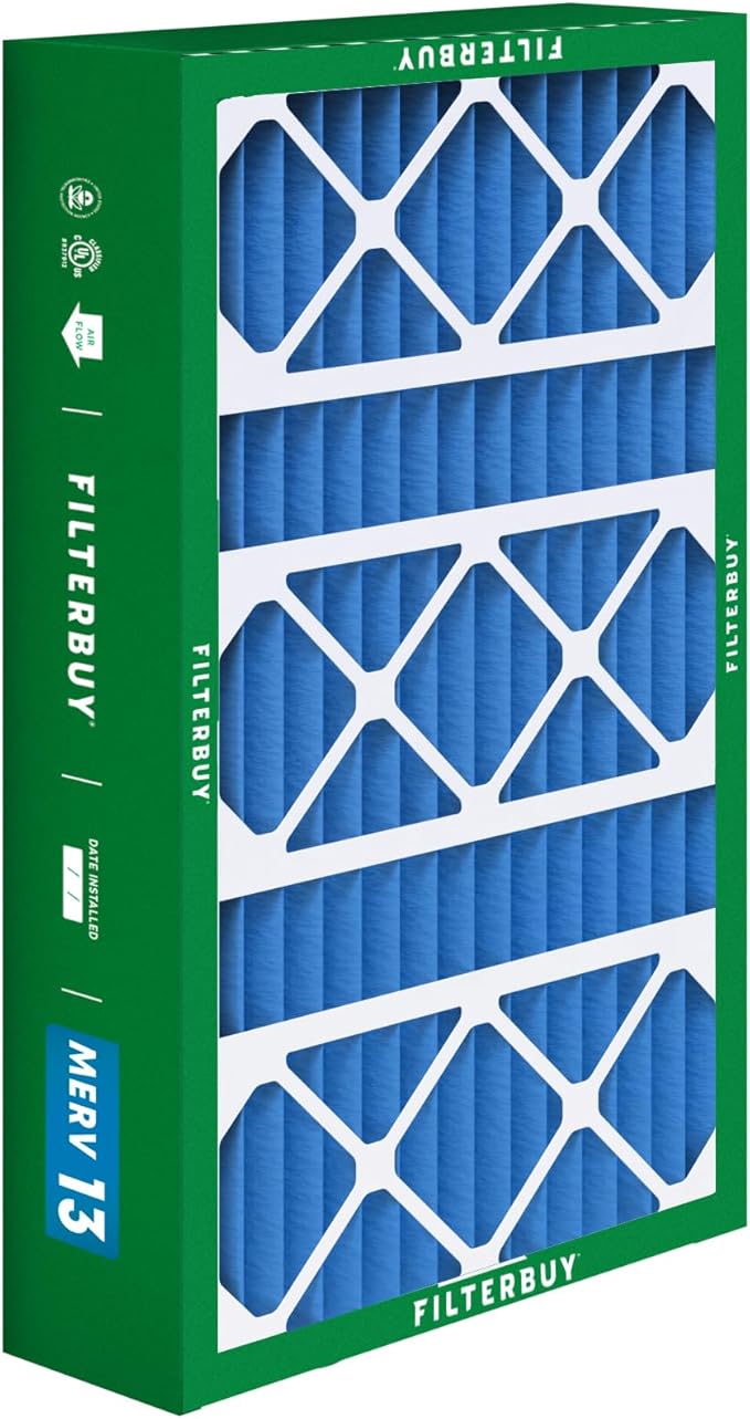 Filterbuy 15.75x27.63x3.50 Air Filter MERV 13 Optimal Smoke & Allergy Defense (2-Pack), Pleated HVAC AC Furnace Filters for AprilAire Space-Gard 104 & 2140 (Actual Size: 15.69 x 27.56 x 3.50)