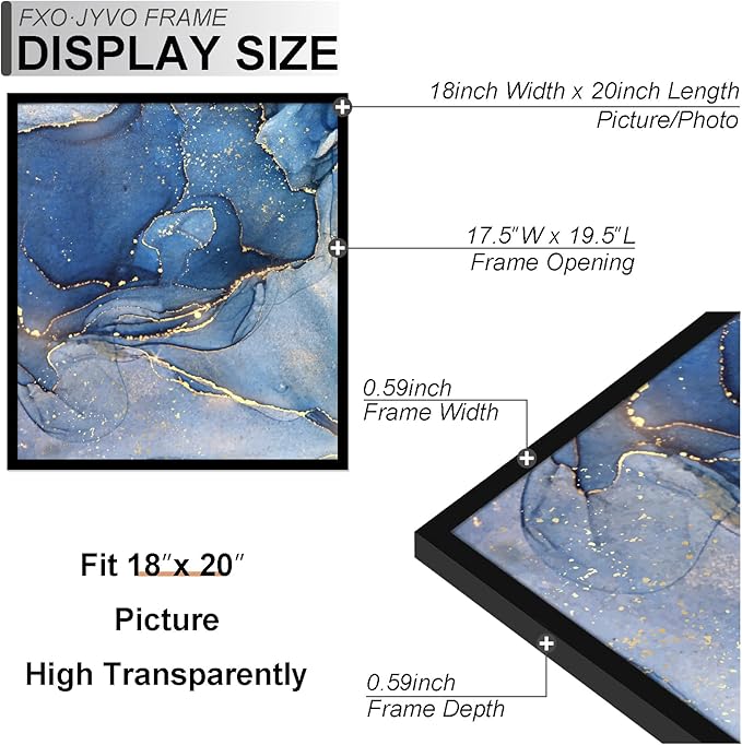 18x20 Picture Frame Set of 6, Black Frame for 18 x 20 Inch Picture Poster Photo, Light Weight and High Transparent 18 by 20 Frame for Wall - 6 Pack/Black/18 x20