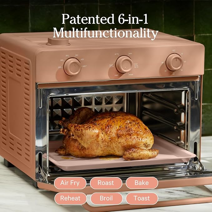 Our Place Large Wonder Oven | 6-in-1 Stainless Steel Air Fryer Toaster Oven Combo with Basket, Rack, Pan & Tray | 3-Rack, 32 QT, Large Capacity - Toast, Roast, Bake, Reheat, Broil & Steam | Spice