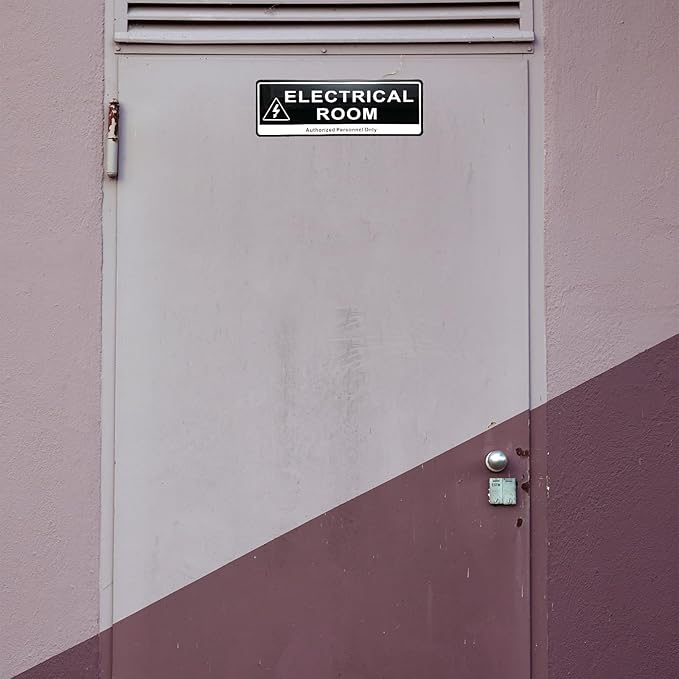 Door Sign,RAMIEYOO Acrylic Authorized Personnel Only Signs for Door,Black and White - 9"x 3" (Electrical Room)