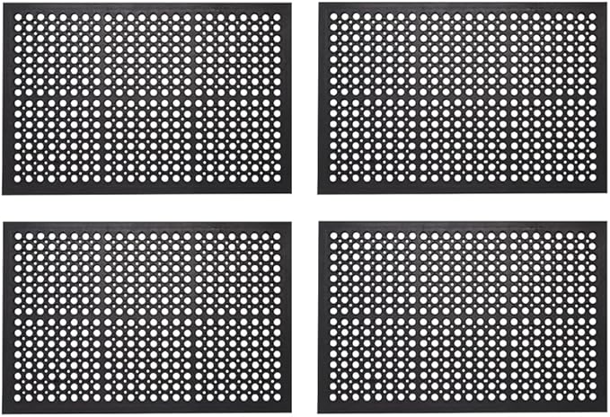 Envelor Anti Fatigue Mat 4 Pack Rubber Floor Mats Door Mat Non Slip Drainage Mat for Entryway, Kitchen, Restaurant, Garage, Heavy Duty Use Doormat, Commercial Floor Mat Industrial 24 x 36 Inches