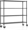 Homdox Heavy Duty Metal Shelves for Storage, 4 Tier Storage Racks and Shelving, Commercial Adjustable Wire Shelving Unit on Wheels, Garage Rack Pantry Shelves Kitchen Shelving, 18"x60"x72", Black