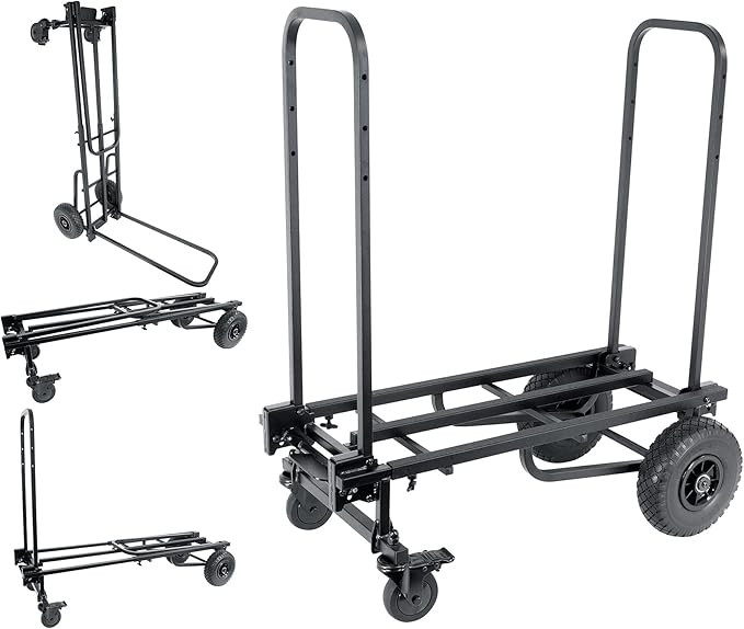 Rockville Rock Cart Pro 700 LB Capacity DJ Equipment Transport Roller Cart, Expandable Design, Smooth-Rolling Wheels, Folds Flat, for Mobile DJs and Event Professionals