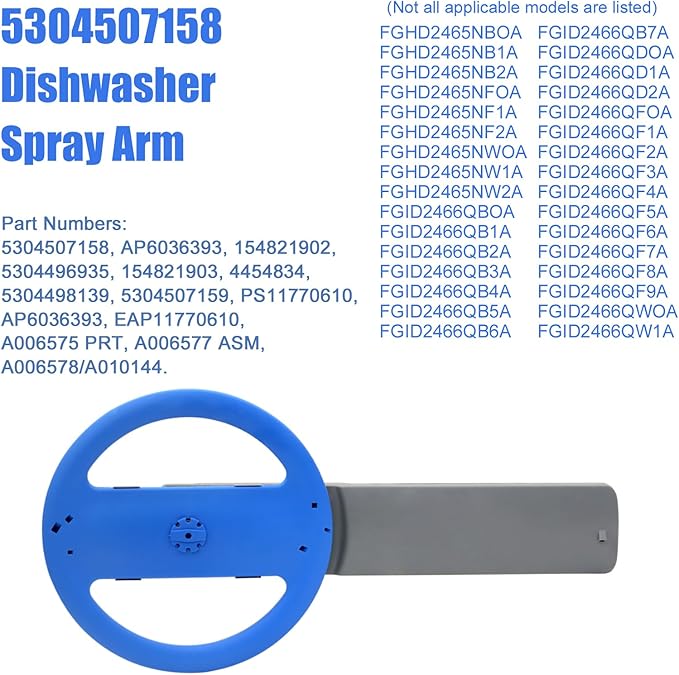 Upgraded 5304507158 5304518968 Dishwashers Lower Wash Arm with 154294101, 154252701 Assembly for Frigidaire Dishwashers Spray Arm Assembly