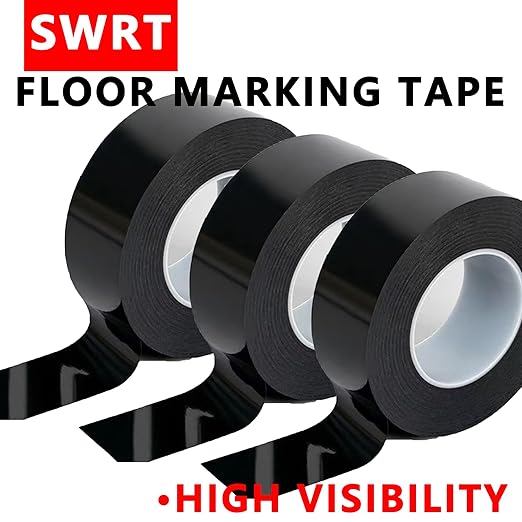 SWRT 2" x 110FT Black Floor Marking Tape and Dance Splicing Tape, Caution Gym Floor Tape Warning Safety Stripe Tape for Floor Marking, Athletics, School, Restaurants, Equipment and More