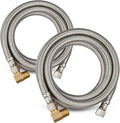 2 Pack Foskan 6FT Stainless Steel Dishwasher Hose With 3/8" Comp x 3/8" MIP 90° Elbow,Flexible Water Line Connector for Standard Dishwashers （6FT）