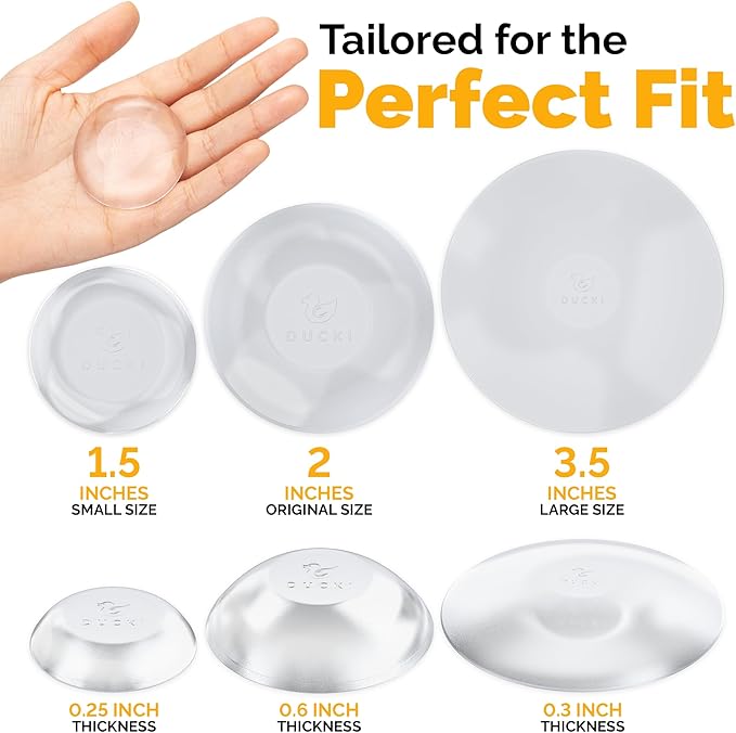 Ducki Door Wall Bumper Protector - Self Adhesive Stopping Shield Prevents Damage & Noise for Knob Handle, Refrigerators, Furniture Home or Office, Shock Absorbing, Discreet, Reusable - 4 Pack Clear