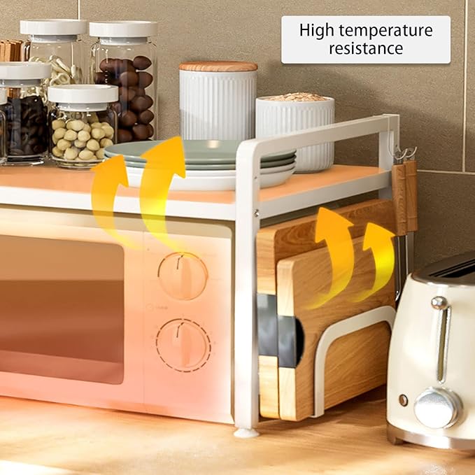 Microwave Storage Rack Kitchen Countertop Organizer Shelf Adjustable Microwave Stand, Toaster Oven Rack Expandable Spice for Kitchen Storage Stand/3Tier