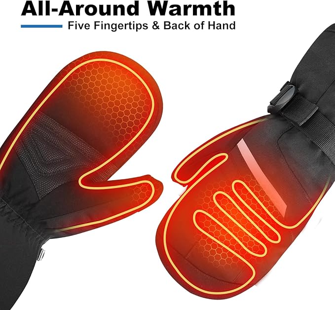 Heated Ski Gloves, Unisex Winter Skiing Gloves, 7.4V Battery Power Rechargeable Heating Glove for Women & Men Skiing, Snowboarding, Snowmobile, Outdoor Sports