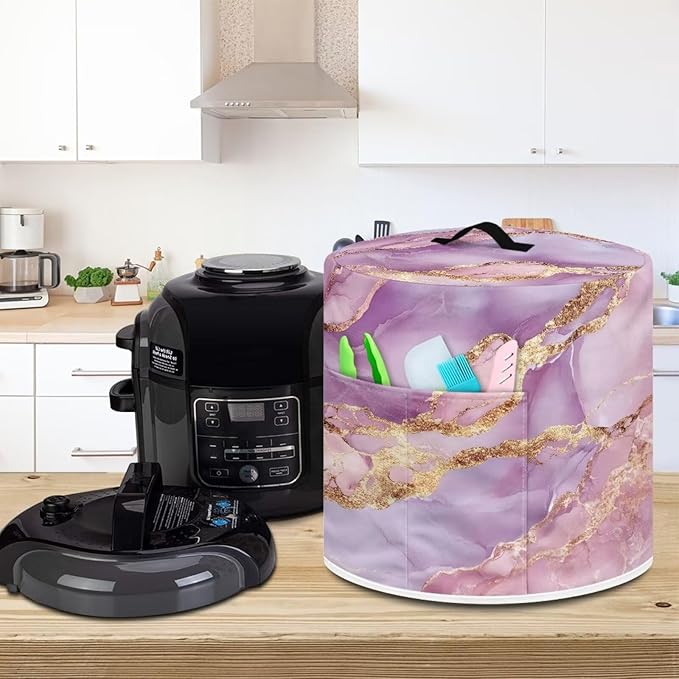 Purple Marble Dust Cover for Kitchen Instant Pot Accessories Appliance Cover Quart Pressure Cooker Air Fryer Rice Cooker Kitchen Appliance Dust Covers with Storage Pockets Size L