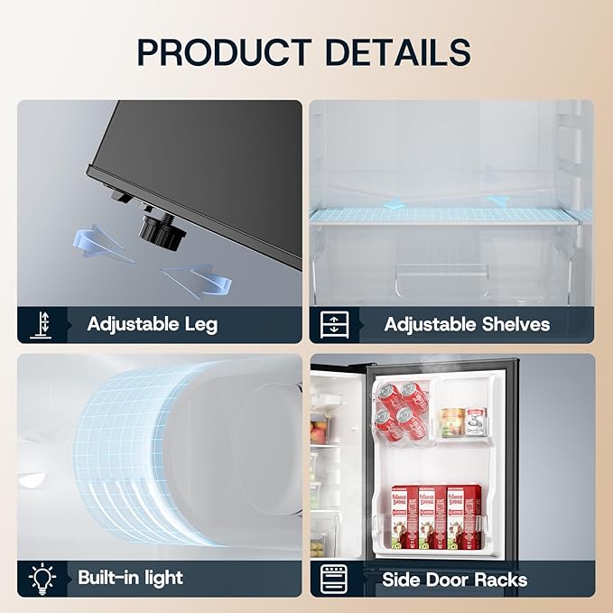 Upstreman 4.0 Cu.Ft Small Refrigerator with Bottom Freezer, Large Capacity Small Fridge with Freezer, Mini Refrigerator for Bedroom, Apartment, Kitchen, BM40 (Silver)