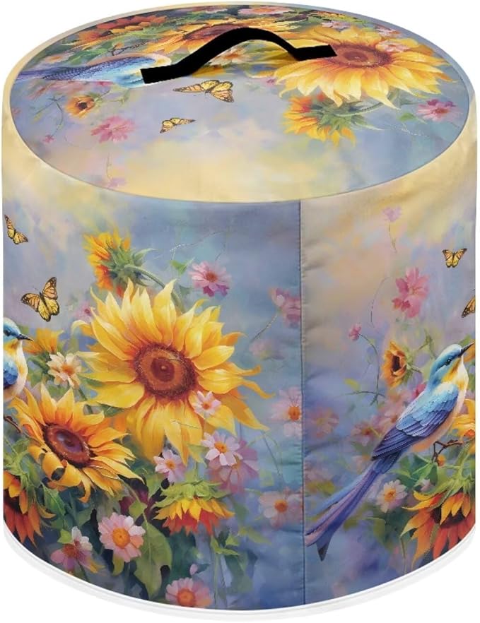 TODIYADDU Butterfly Sunflower Electric Pressure Cooker Cover Round Protective Cover Bag with Pocket and Handle for or Rice Cooker Kitchen Small Appliance Dust Covers Nice Holiday Presents