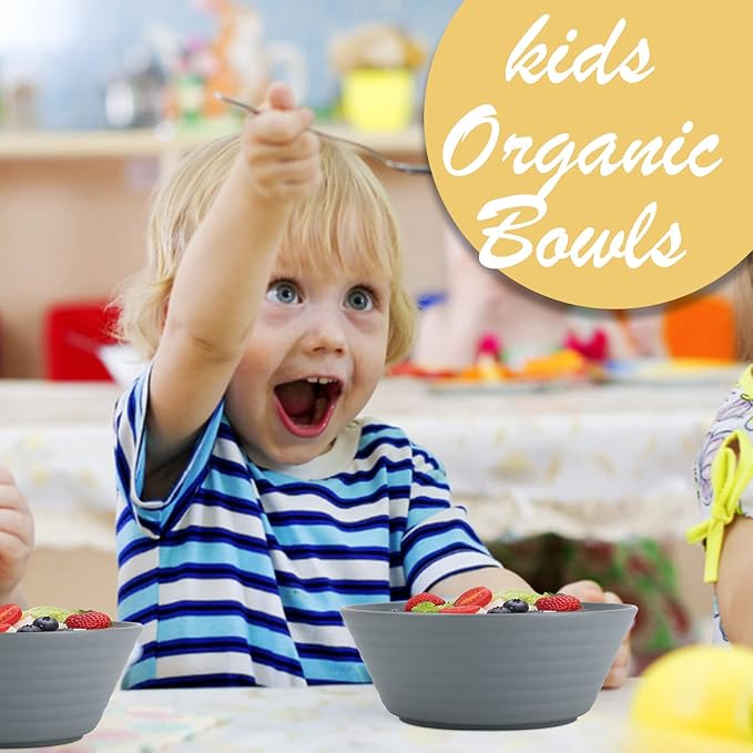 Wrova Wheat Straw Bowl Sets,6 PCS Unbreakable Cereal Bowl 36 OZ,Microwave and Dishwasher Safe Bowls,Dorm Bowl Sets BPA Free for Serving Cereal,Oatmeal and Salad (Grey)