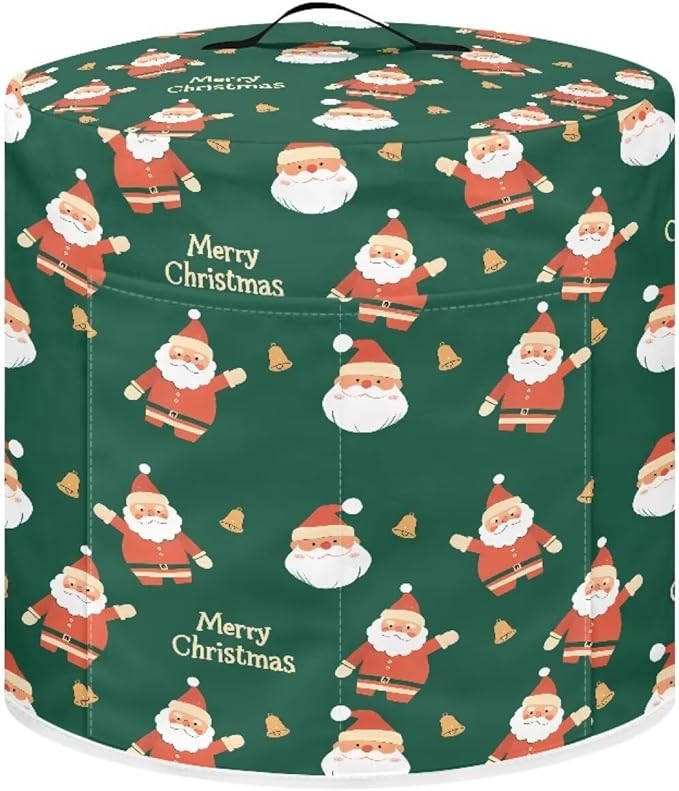 Pressure Cooker Cover for Women,Santa Claus Insulated Rice Cooker Cover with Easy to Clean Lining Stain Resistant Dust Cover with Pockets for Instant Pot 8 Quart Appliance Cover