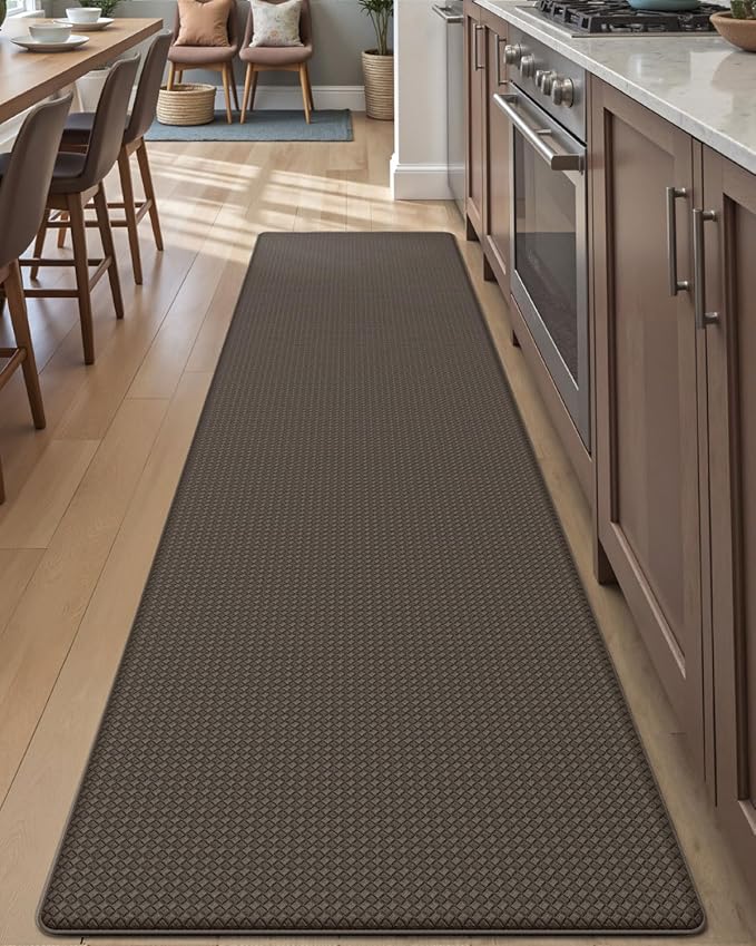 DEXI Kitchen Floor Mats Cushioned Anti Fatigue, 23x86, Large Long Standing Runner Rug Waterproof, Comfort Memory Foam Padded for Front Sink Laundry, Brown