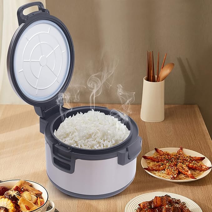 Commercial Rice Warmer, 110V 100W Large Stainless Steel Rice Cooker Warmer (Not a Cooker) 19L/20Qt Adjustable Temperature Warmers w/Non-Stick Inner Pot for Restaurants (19L / 20Qt 410 Stainless Steel)