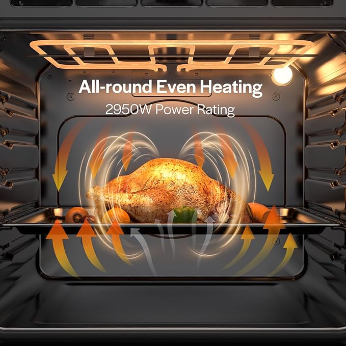 Empava 24 Inch Electric Single Wall Oven in Stainless Steel, 4 Cooking Modes with Mechenial Knob Control, 2.5 Cu.ft, 2950W