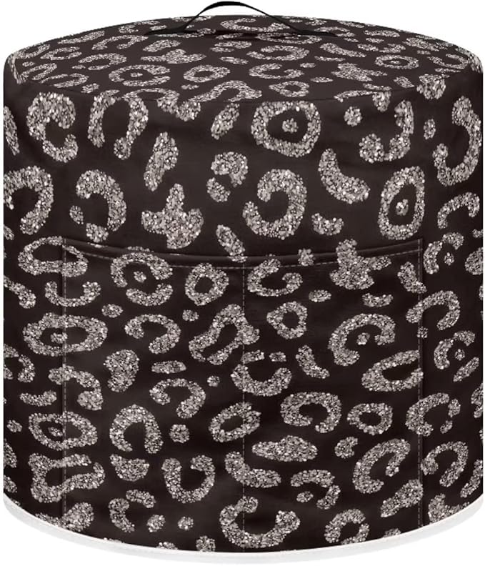 Flashideas Sparkling Leopard Print Pressure Cooker Cover for Women Dust Cover Insulated Rice Cooker Cover with Easy to Clean Lining Waterproof Appliance Cover with Pockets for Instant Pot 6 Quart