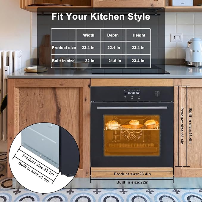 Stainless Steel Toaster Oven,Large Capacity 70L with 3D Heating, Air Fryer Oven Combo for Countertop & Built-in Use,Touchscreen Digital Control,Multi-Function Cooking Modes,Triple-Insulated Glass Door