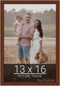 wallsthatspeak 13x16 Dark Walnut Rustic Pine Picture Frame for Puzzles Posters Photos or Artwork