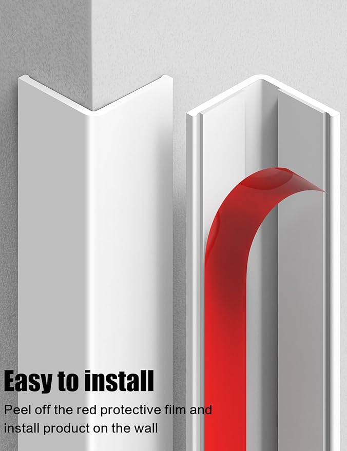 ‎Frychee Wall Corner Protector, Walls Edge Protector，Self-Adhesive Wall Corner Guards,PVC Double Side Edge Protector， Furniture Stairs Guard (4, 2.5x150cm/0.98x59.1in)