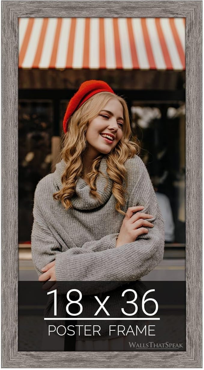 wallsthatspeak 18x36 Gray Barnwood Picture Frame for Puzzles Posters Photos or Artwork
