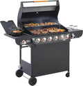 6 Burner Propane Gas Grill, 72,000 BTU Gas Grill with Side Burner, BBQ Grill with Cast Iron Grates, Stainless Steel Frame, 650 Sq In Cooking Area, Outside Grill for Patio Backyard