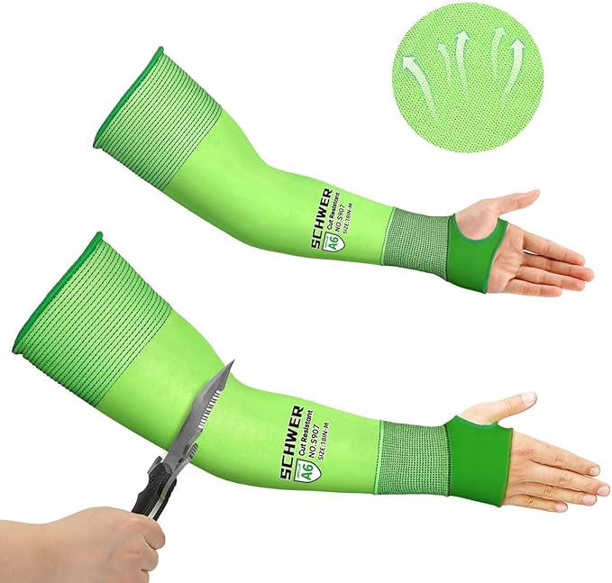 Schwer Ultra-Thin ANSI A6 Cut Resistant Arm Sleeves, 21 Gauge Comfortable and Breathable Protective Sleeves, Arm Protectors for Thin Skin and Bruising, Work, Gardening, Farming, Outdoors, Non-PFAS, L