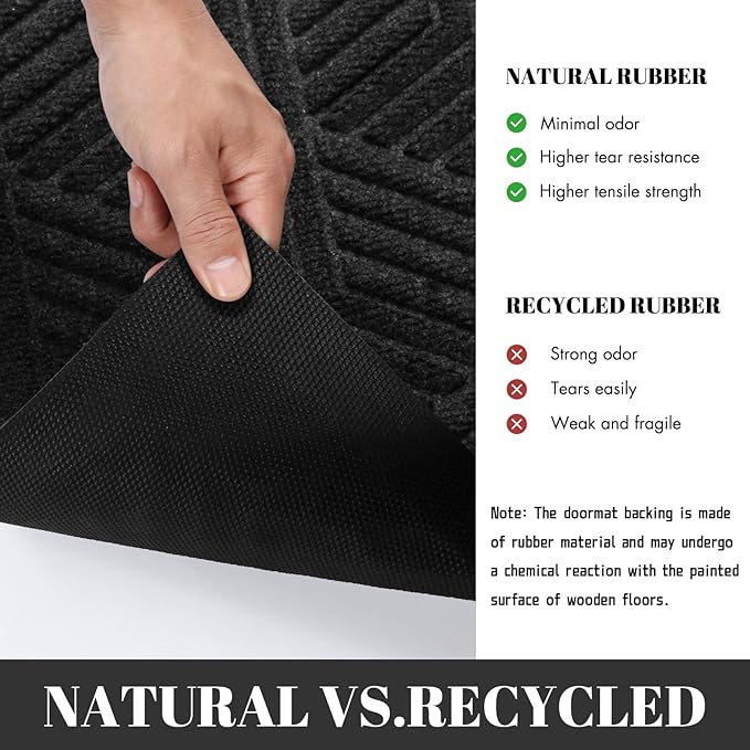 Yimobra Outdoor Indoor Runner Mat 72x24, All-Season Waterproof Entrance Mat for Front Door with Drainage Holes, Heavy Duty Non-Slip Doormat for Garage Patio Entryway, Black