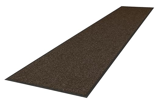 Guardian Platinum Series Indoor Wiper Floor Mat, Rubber with Nylon Carpet, 4'x17', Brown