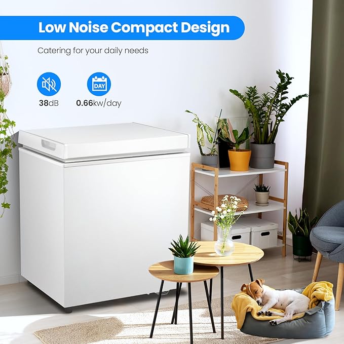 Kismile 1.8 Cubic Feet Chest Freezer with Removable Basket Free Standing Top open Door Compact Freezer with Adjustable Temperature for Home/Kitchen/Office/Bar