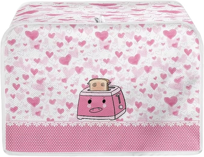 UNICEU Pink Cartoon Toaster - 4 Slice, Quilted, Dust-Proof, Bread Maker Cover, Small Appliance Dust Cover