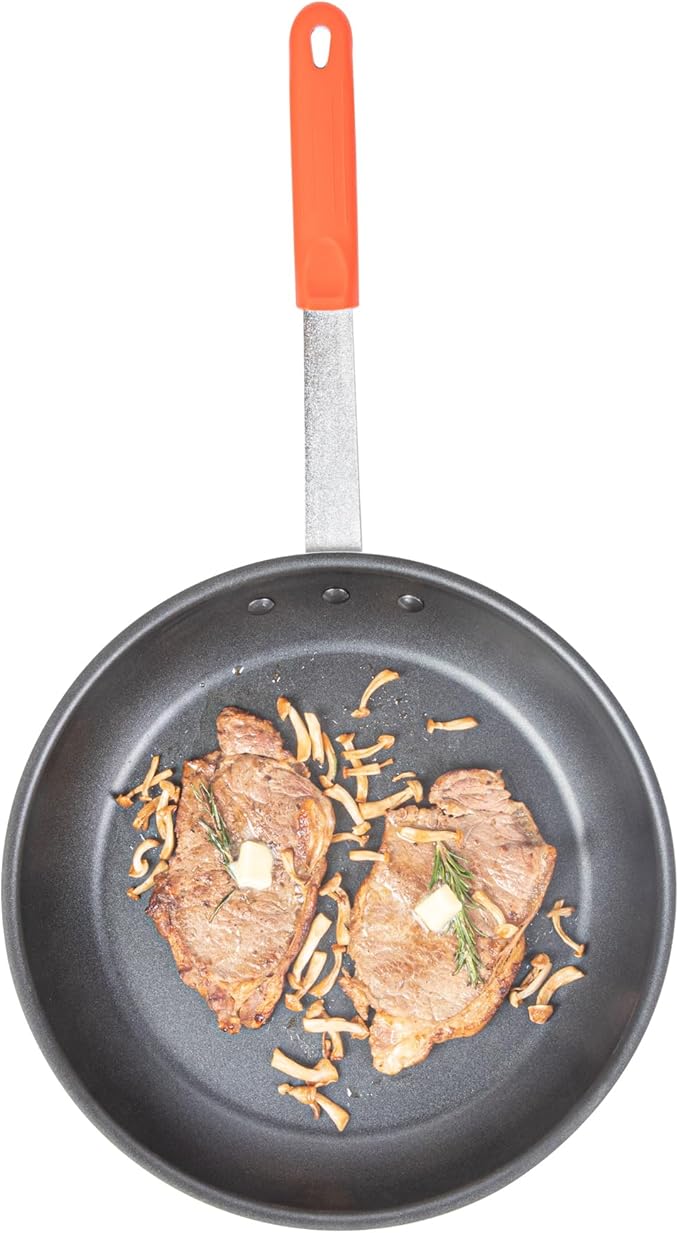 Restaurantware Silicone Hot Handle Holder - Met Lux Heat Resistant Fry Pan Sleeve, Dishwasher Safe - Non-Slip Pat Holder Sleeve Fits 10 inch &12 inch Aluminum Pans, Red