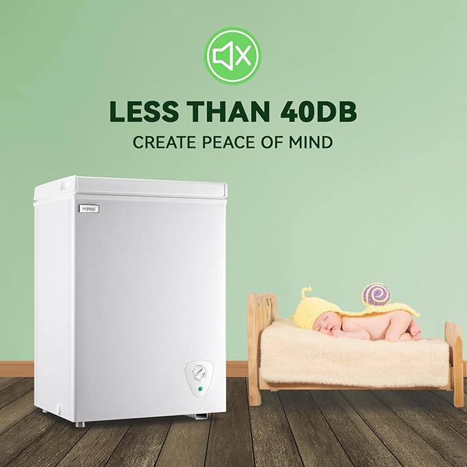 Chest Freezer Small Deep Freezers WANAI 3.5 Cubic Feet Mini Freezer White Free-Standing Top Door Freezer Removable Storage Basket Compact 7 Temperature Control for Office Dorm or Apartment