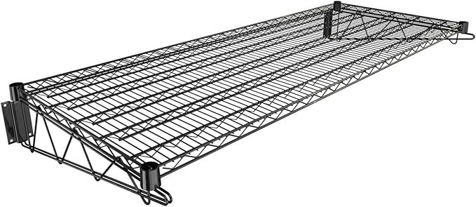 24" x 60" Black Epoxy Wire Wall Mount Shelf
