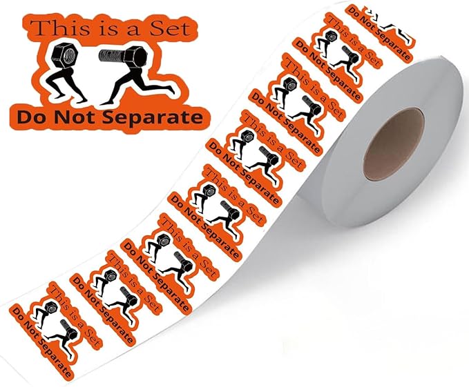 1step2dream This is a Set Do Not Separate Labels | Funny Packing Stickers - Humorous Screw & Nut Design - Adhesive Labels - Industrial Style Shipping Decals