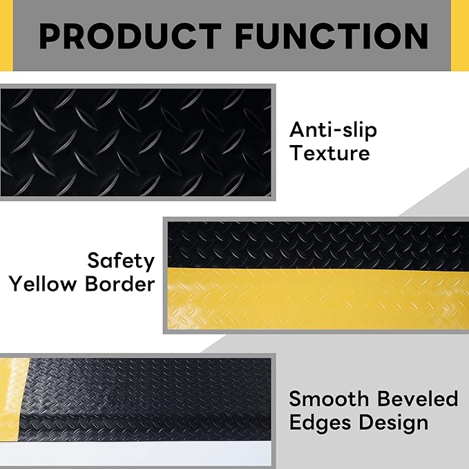 Nisorpa Anti Fatigue Mats Industrial 3' x 6' Ergonomic Standing Mat 15/16" Extra Thick Cushioned Shop Floor Mats Kitchen Mats Heavy Duty Commercial Diamond Plate Support for Leg & Back Pain