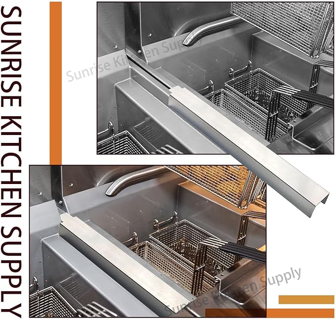 Sunrise Kitchen Supply Stainless Steel Heavy Duty 20 Gauge Deep Fryer Joining Strip/Connector (21 5/8"L x 2"W x 1 1/4"H)