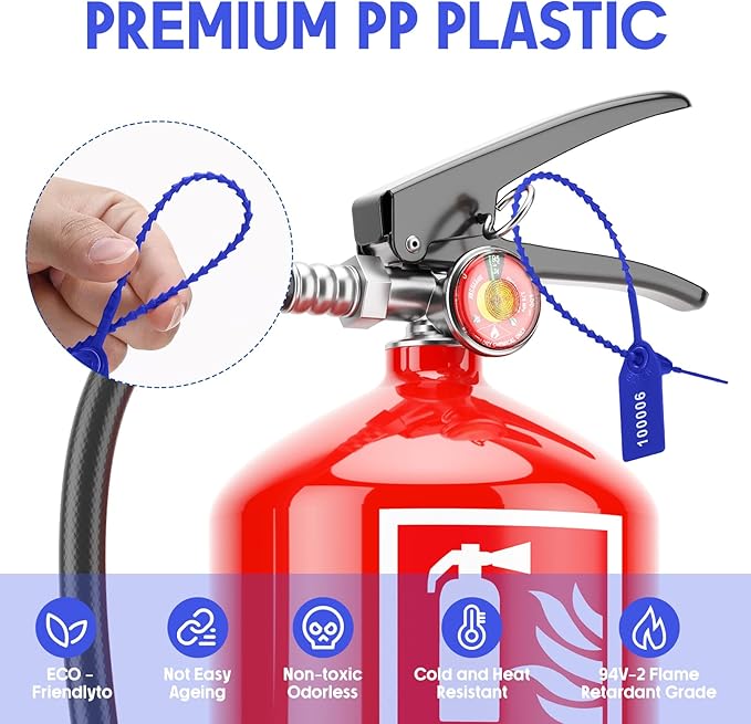 Roowest 2000 Pcs Plastic Tamper Seals Security Tags Seals Safety Numbered Zip Ties Fire Extinguisher Tamper Tags Disposable Self Locking Signage 250 mm Length(Blue)