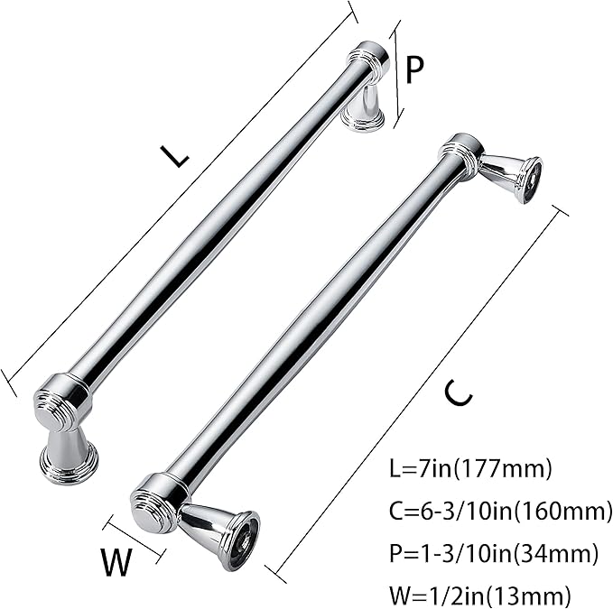 khtumeware 10 Pack 6-1/4 Inch(160mm) Vibrant Polished Chrome Cabinet pulls Kitchen Cabinet Handles Kitchen Cabinet Hardware for Cupboard Drawer Handles Dresser Pulls