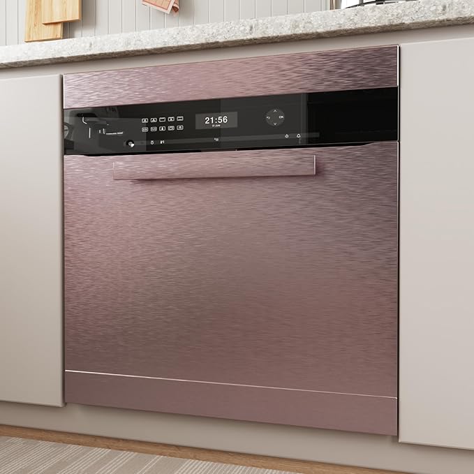 CRE8TIVE Rose Gold Stainless Steel Contact Paper for Appliances 12"x354" Brushed Metallic Peel and Stick Wallpaper Self Adhesive Heat Resistant Stainless Steel Wallpaper for Kitchen Refrigerator Stove