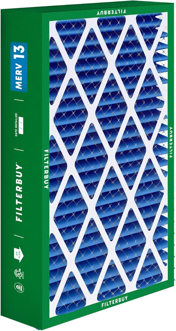 Filterbuy 16x28x6 Air Filter MERV 13 Optimal Smoke & Allergy Defense (2-Pack), Pleated HVAC AC Furnace Filters for AprilAire Space-Gard 401, 2400, & Lennox (Actual Size: 15.50 x 26.88 x 6.00)