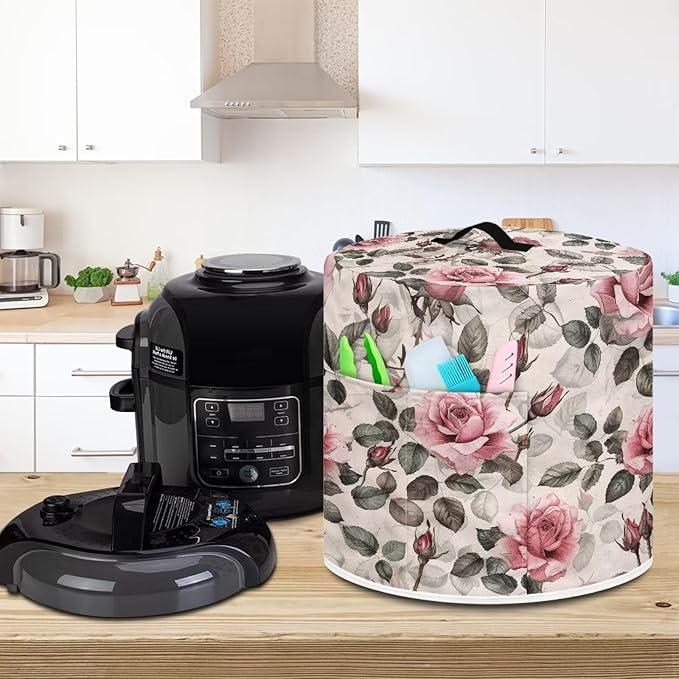 Pink Rose Dust Cover Instant Pot Heavy Duty Waterproof Dust Pressure Cooker Cover Case for Instant Pot Pressure Cooker Instant Pot Appliance Covers Pressure Cooker Size M